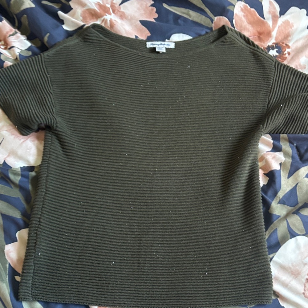 Tommy Bahama Olive Ribbed Women's Sweater
